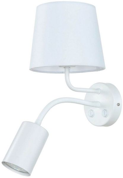 Licht-Erlebnisse Wandleuchte MAJA, ohne Leuchtmittel, Wandleuchte Weiß Metall Stoffschirm flexibel mit Schalter Leselampe