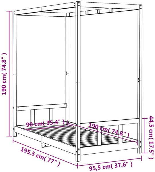 vidaXL Kinderbett 90x190 cm Massivholz Kiefer 834516 Bild 9
