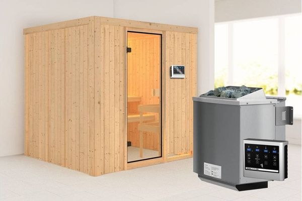 Karibu Sauna Tromsö + 9kW BIO-Kombiofen mit ext. Steuerung Easy