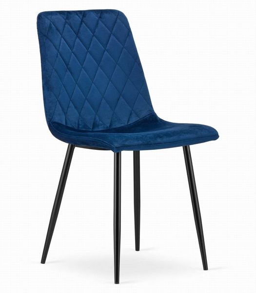 Home Collective Esszimmerstuhl Wohnzimmerstuhl Stuhl mit Velours-Sitz (ergonomisch, ideal für Wohnzimmer, Büro, Schlafzimmer oder Esszimmer), maximale Belastung: 120 kg, blau mit schwarzen Metallbeinen 4er Set