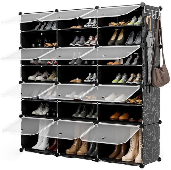 KOMFOTTEU Schuhregal, DIY Schuh-Organizer Schuhschrank 12 Fächern mit Tür