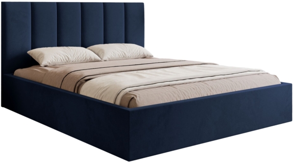 Selsey 'Masego' Polsterbett mit Bettkasten und Veloursbezug, Marineblau, 180x200 cm
