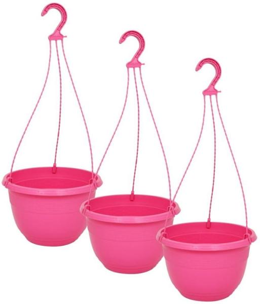 Heimwerkercenter Blumentopf MePla - 3 Stück Ampel ORION - UV-beständiger Blumenampel ø25cm - Pink