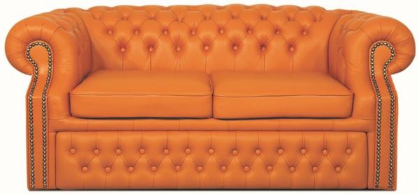 Casa Padrino Echtleder 2er Sofa Orange 180 x 100 x H. 78 cm