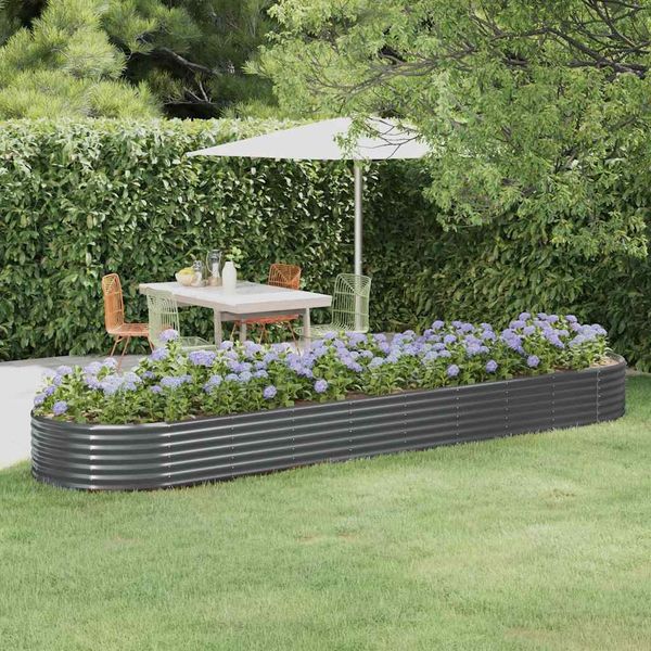 vidaXL Hochbeet Verzinkter Stahl 396x100x36 cm Anthrazit 319006