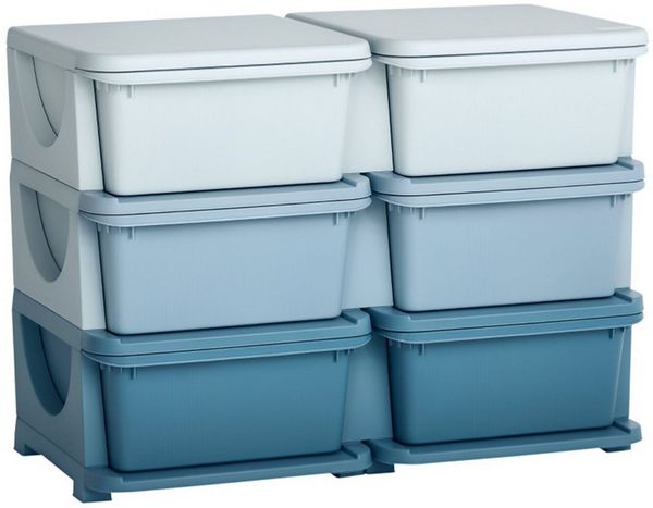 MC Star Aufbewahrungsbox Kunststoff, 6 Schubladen, Spielzeug Organizer, Kommode (Kinderzimmer, Blau)