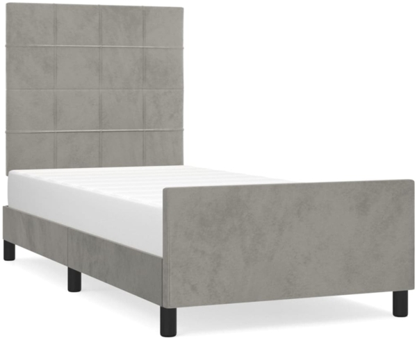 Bettgestell mit Kopfteil Samt Hellgrau 80x200 cm, Härtegrad: H2 [3125721]