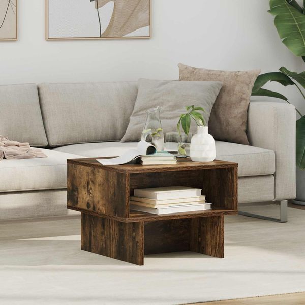 vidaXL Couchtisch, Holzwerkstoff Geräucherte Eiche Braun, 48 x 46 x 35 cm
