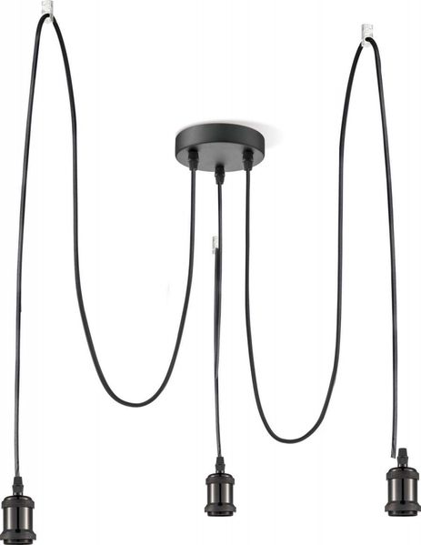 Hängeleuchte, 3-Flammig, schwarz, D 200 cm