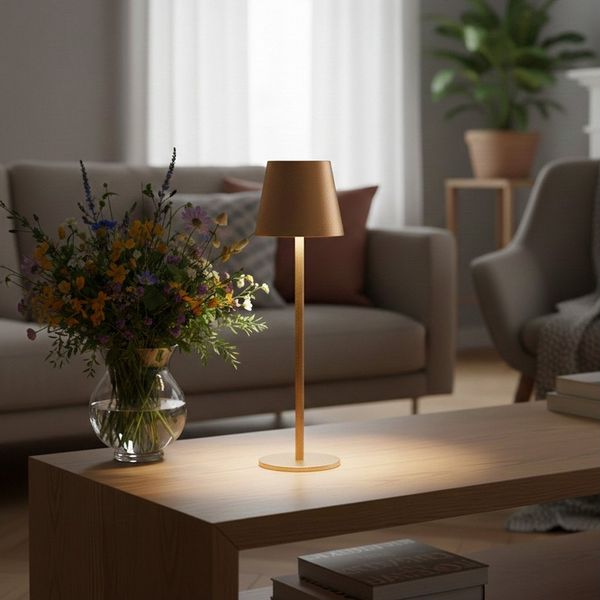 Coen Bakker Deco BV LED Tischleuchte Touch Tischlampe Dimmbar Akku IP44 Glatt Groß, Touch-Funktion, LED fest verbaut, Warmweiß, Kaltweiß, Tageslichtweiß