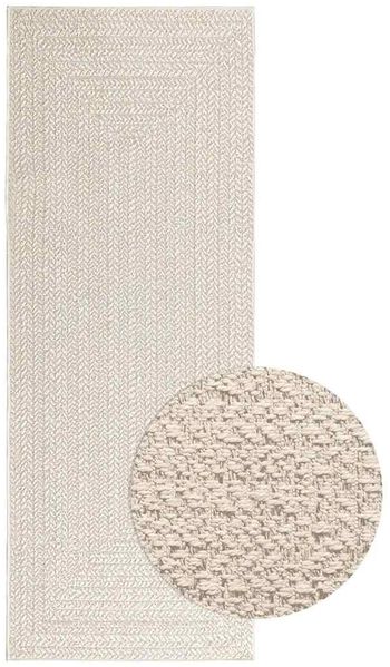 Teppich Wohnzimmer Schlafzimmer ZIZUR Creme 80x200 cm Jute-Optik Indoor und Outdoor