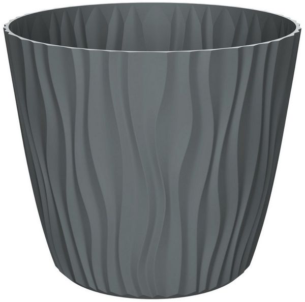 Engelland Blumentopf Pflanztopf mit Drainagesystem (Vorteils-Set, 1 St, robuster PP-Kunststoff), 3D-Wellenoptik, UV-resistent, Drainagesystem, direkte Bepflanzung
