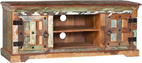 TV-Schrank TOR - Mangoholz Braun 50x45x125cm | Fernsehtisch TV Lowboard für Fernseher