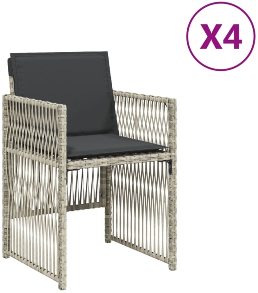 vidaXL Gartenstühle mit Kissen 4 Stk. Hellgrau Poly Rattan 364971