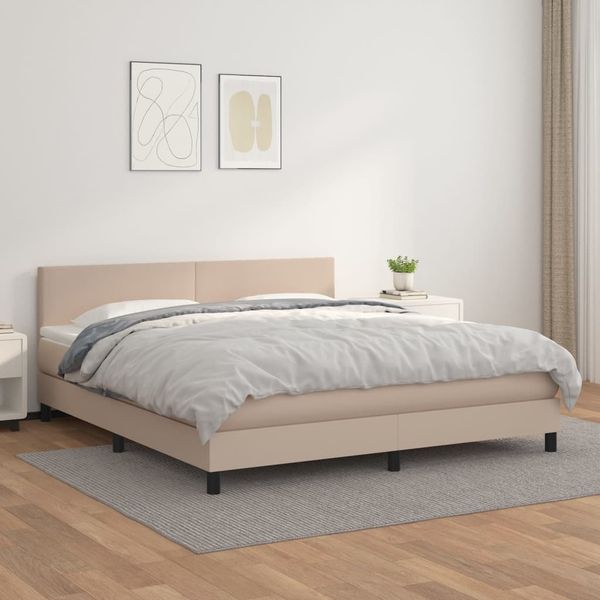 vidaXL Boxspringbett Matratze Cappuccino-Braun 180x200 cm Kunstleder 3141022