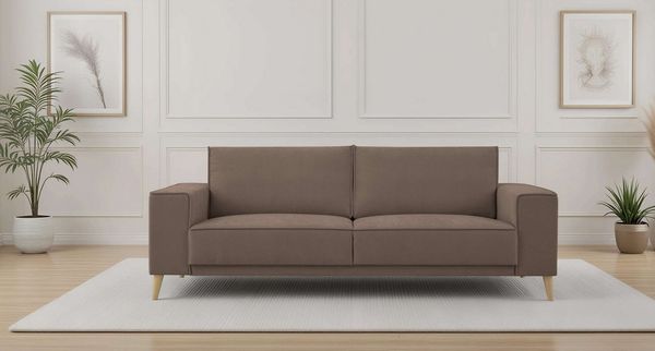 OTTO home 3-Sitzer Oland Skandi, weicher Chenille-Stoff, 224 cm, Wellenunterfederung, Skandi-Design, Massivholzfüße