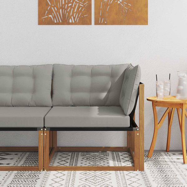vidaXL Outdoor Ecksofa Massives Akazienholz und Textilene Natur 900638