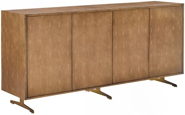 KAWOLA Sideboard GALA 4 Türen Kunstleder goldfarben Fuß Edelstahl gebürstet 85 x 40 x 180 cm Bild 3
