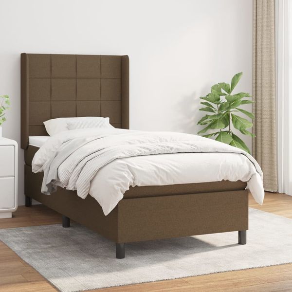 vidaXL Boxspringbett mit Matratze Dunkelbraun 100x200 cm Stoff 3131412