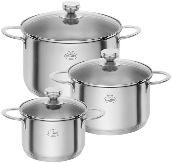 Ballarini Ancona Set mit 3 Edelstahltöpfen mit Deckel