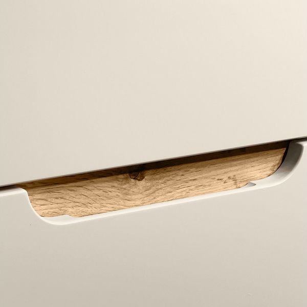 Lomadox Waschbeckenschrank SOLNA-56-CASHMERE 60 cm breit, kaschmir mit Eiche, 2 Türen
