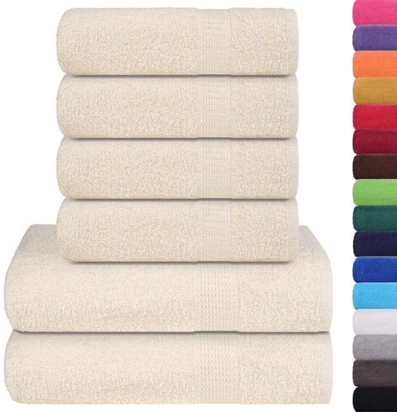 vidaXL 6-tlg. Handtuch-Set FROGN Creme 360 g/m² 137092