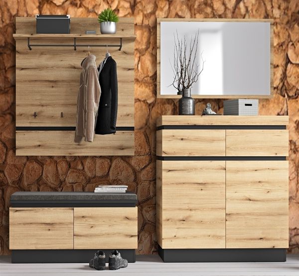 Garderoben-Set >Corte< (4-teilig) Evoke Eiche Dekor - 205x201x45 BxHxT