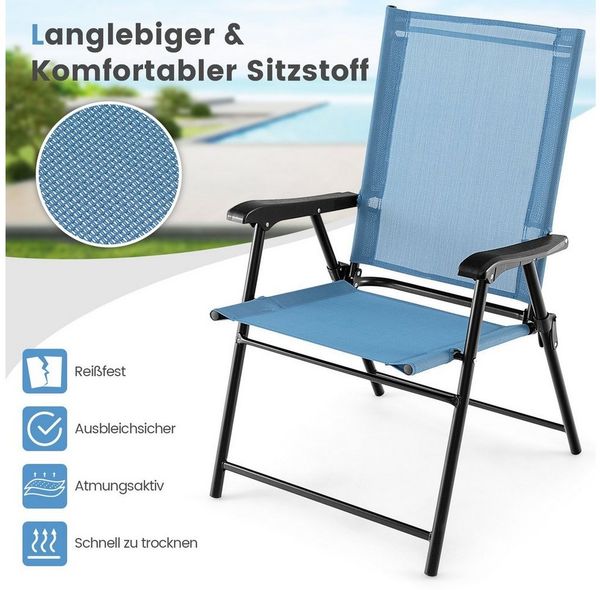 COSTWAY Gartenstuhl (2 St), klappbar mit Armlehnen, 150kg