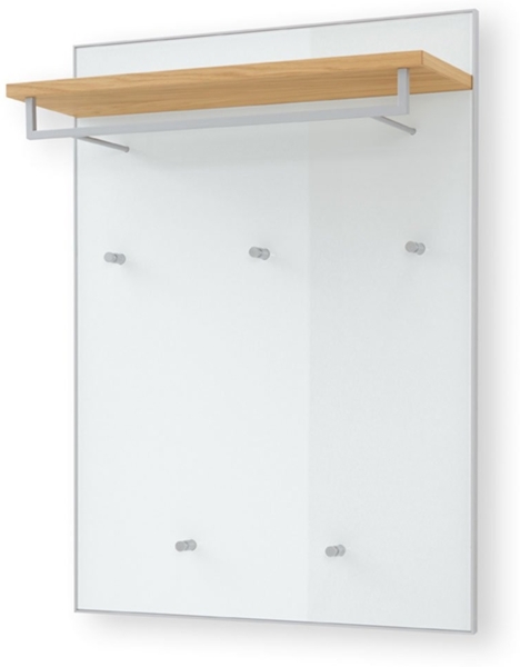 Garderobenpaneel Volare / Vortina, Echtholz, Glas, Weiß, 80 x 109 x 27 cm Bild 1