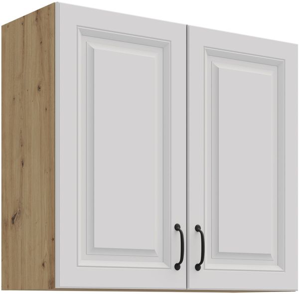 Hängeschrank 80 cm Stilo Weiss + Eiche Artisan Küchenzeile Küchenblock Küche