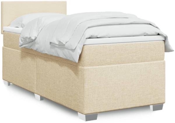 vidaXL Boxspringbett mit Matratze Creme 90x200 cm Stoff 3288069