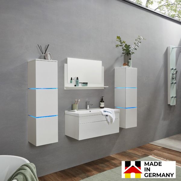 HOME DELUXE Badmöbel-Set 'WANGEROOGE BIG - XL' mit LED-Beleuchtung, Weiß
