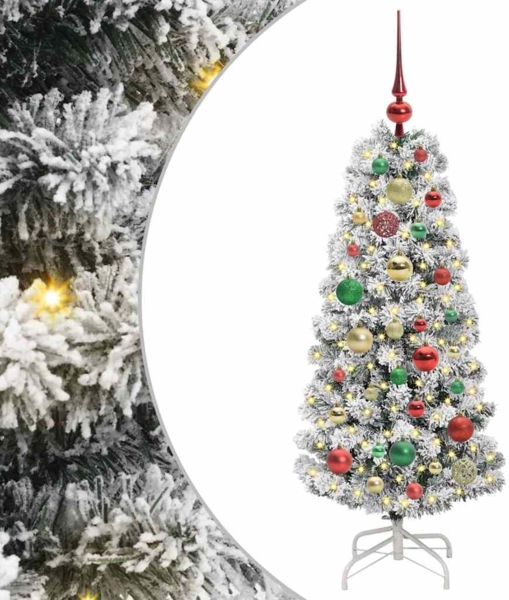 vidaXL Künstlicher klappbarer Weihnachtsbaum Grün und Weiß 120 cm 3395585