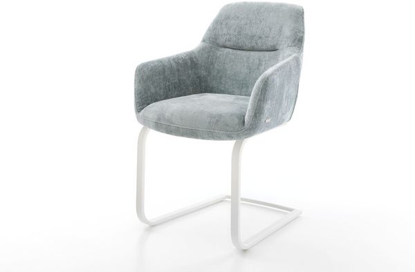 Freischwinger Pejo-Flex Chenille Pastellblau Freischwinger flach Weiß Taschenfederkern