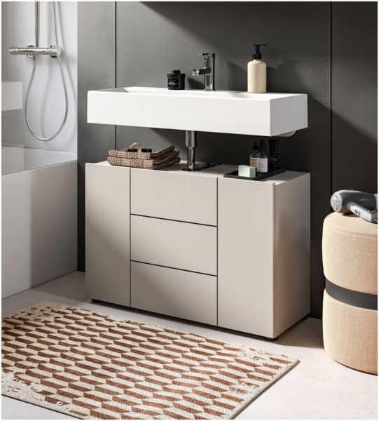 xonox. home Waschbeckenschrank Vira in Kaschmir Nachbildung und schwarz B/H/T: 82 x 56 x 34 cm Bild 3