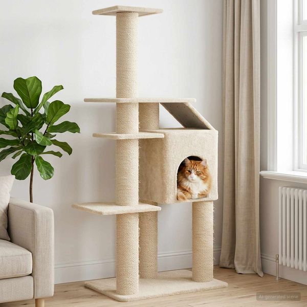 vidaXL Katzennbaum mit Sisal-Kratzsäulen Creme 183 cm 42033069