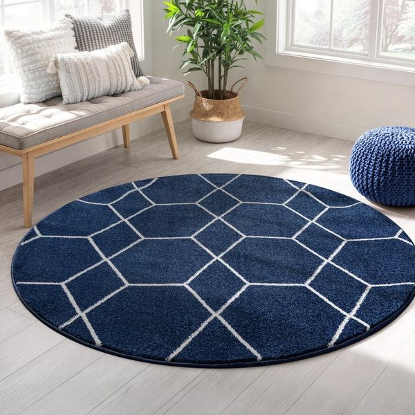Sanat Teppich Trellis, rund, Höhe: 10 mm, Kurzflor, skandi, boho, auch als Läufer und in rund