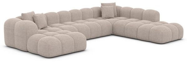 Sofa Dreams Wohnlandschaft Polster Stoffsofa Modern Ottomane Couch Samtstoff Formentera XXL, Loungesofa