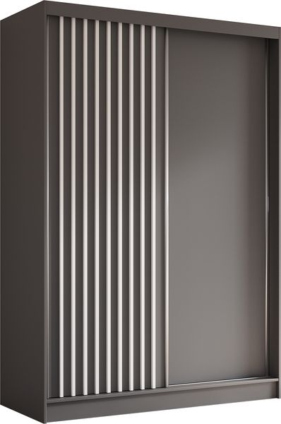 AX LIVING Cabinio Kleiderschrank 150 Breite – Grau mit Weißen Lamellen