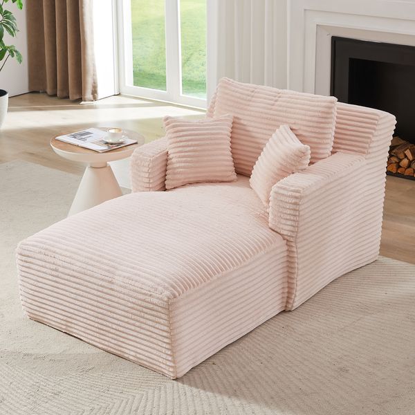 Schlafsofa Pink aus Cord, mit Taschenfederkern, ohne Montage,82x100x166 cm