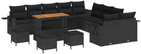 vidaXL Gartensofa-set mit Kissen 14 pcs Schwarz Poly-Rattan 3363759 Bild 2