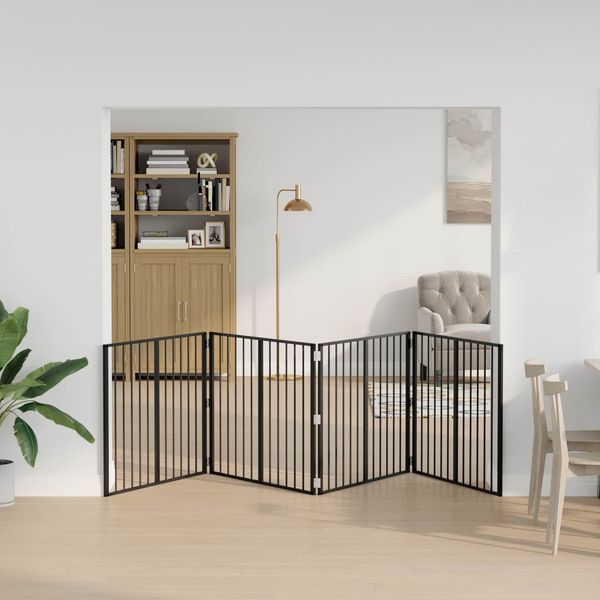 vidaXL Hundetor 4 pcs Schwarz 100 x 80 cm Verzinkter Stahl 891993
