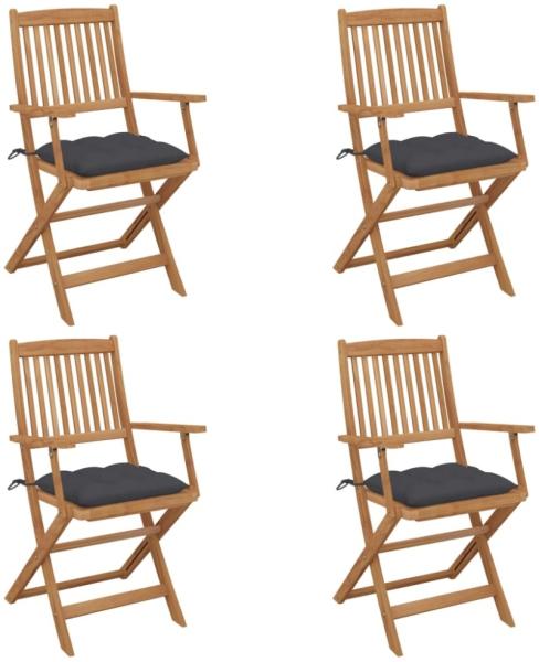 vidaXL Klappbare Gartenstühle 4 Stk. mit Kissen Massivholz Akazie 3064632