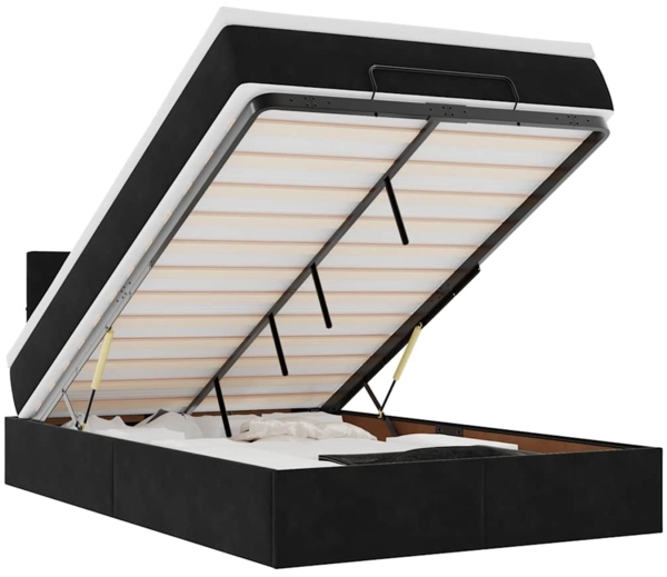 vidaXL Ottomane Bett mit Matratze & LEDs Schwarz 120x190 cm Samt 3312610