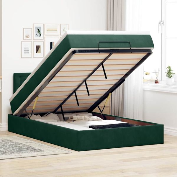 vidaXL Ottoman-Bett mit Matratze Dunkelgrün 120x190 cm Samt 3311906