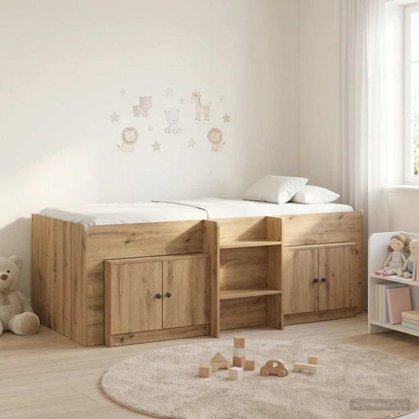 vidaXL Loft Bettgestell mit Schrank 3 pcs Artisan-Eiche Holzwerkstoff 3423389
