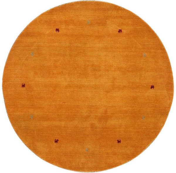 carpetfine Wollteppich Gabbeh Uni, rund, Höhe: 15 mm, reine Wolle handgewebt, Gabbeh Tiermotiv warmes Raumklima viele Größen
