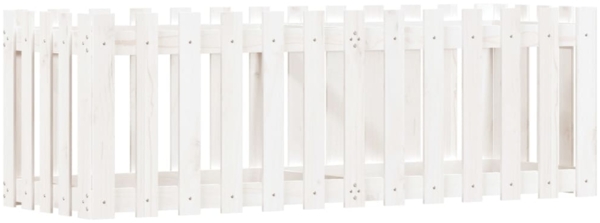 vidaXL Hochbeet Lattenzaun-Design Weiß 150x50x50 cm Massivholz Kiefer 832493