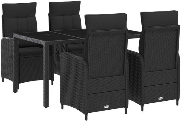 vidaXL Outdoortisch-Set 5 pcs Schwarz 150 x 90 x 75 cm Poly-Rattan 3422298