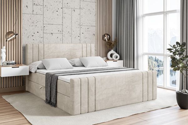 ALTDECOR Boxbett IDRIKO-Z (Multipocket-Matratze H4, H3 Matratze Bonellfederung, Topper, Kopfteil), Doppelbett mit Fußteil